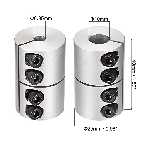 uxcell 2pcs 6.35mm to 10mm Shaft Coupling 25mmx40mm Coupler Aluminum Alloy Joint Motor for 3D Printer CNC Machine DIY Encoder - size: 10mm x 6.35mm