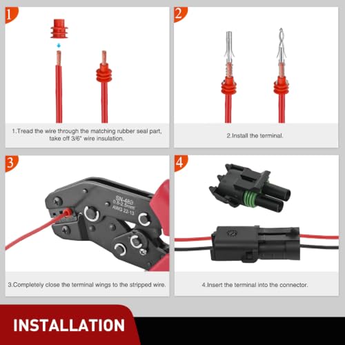 Nilight 100PCS 10 Kits 2 Pin Waterproof Automotive Electrical Connector Kit - size: 2Pin Spark Plug Connector 100PCS