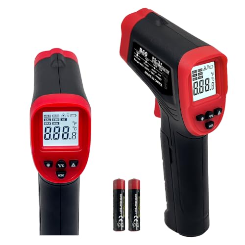 Digital Infrared Thermometer Gun for Cooking,-58 to 1112 °F Laser Temperature Gun with Adjustable Emissivity&MAX&MIN,IR Thermometer for Pizza,Oven,Grill,Kitchen,BBQ,Meat,Food,Griddle (not for Human)