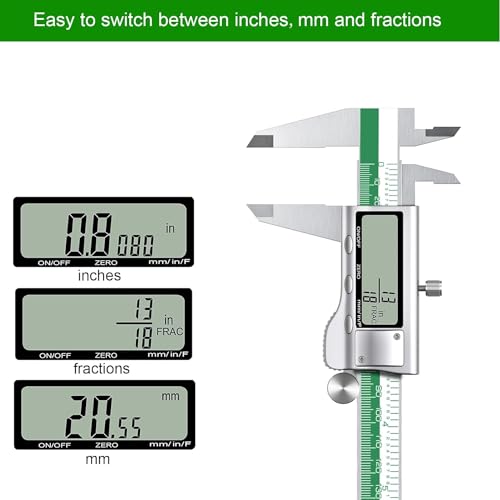 HDLNKAK 0-1" Outside Micrometer + 6 Pack Telescoping Gage Set + Digital Vernier Caliper (Green), 6 Inch Caliper Tool for House, Alloy Precision Micrometer, Machinist Toolhold/DIY,