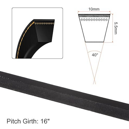 HARFINGTON 2Pcs M-16 Rubber V Belt Drive Transmission Belt 16" Pitch Girth 10mm Width 5.5mm Height JIS Standard Industrial Power Belt for Machinery Mower - size: 16"