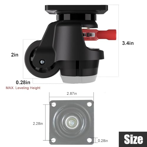 Leveling Casters Wheels Set of 4, Heavy Duty 2200LBS Load, 2 Inch