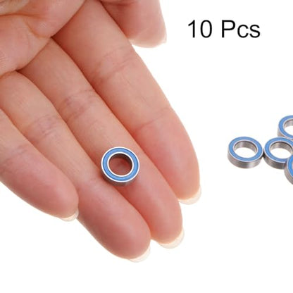uxcell 10pcs MR106-2RS Miniature Deep Groove Ball Bearings 6x10x3mm Rubber Sealed Bearings for TRX4 1/10 RC Cars Trucks, 3D Printer, P6 (ABEC 3) - color: Blue, size: 6x10x3mm