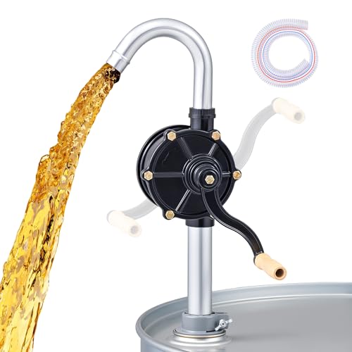 OMT 55 Gallon Drum Pump, Fuel Transfer Pump for 15 to 55 Gallon Drums - color: Black Rotary Action Aluminum Pump