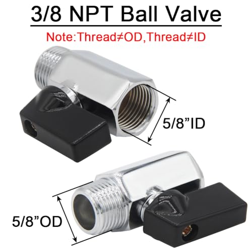 Joywayus 2pcs Shut Off Valve Brass Ball Valve 3/8" NPT Male x 3/8” NPT Female Standard Connections with Polished Chrome Finish - size: 3/8 NPT (O.D x I.D: 5/8" x 5/8"), style: 2PCS