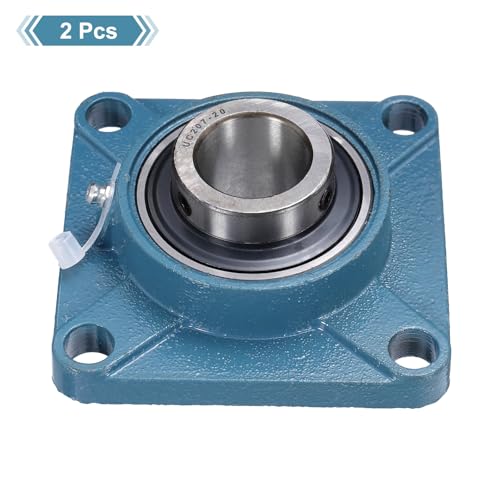 uxcell 2 Pcs UCF-207-20 Pillow Block Bearings 1-1/4 Inch Bore Self Alignment Chrome Steel Bearing Units, 4-Bolt Square Flange Mounted, Solid Base - size: UCF-207-20