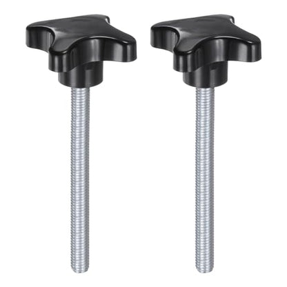 HARFINGTON 2pcs Star Knobs M10 x 100mm Male Thread Plastic 4-Star Stud Knob Hand Tightening Clamping Screw Replacement Threaded Handle, Black - size: M10 x 100mm