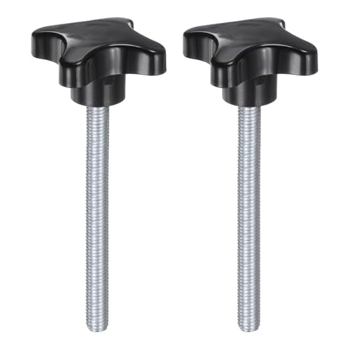 HARFINGTON 2pcs Star Knobs M10 x 100mm Male Thread Plastic 4-Star Stud Knob Hand Tightening Clamping Screw Replacement Threaded Handle, Black - size: M10 x 100mm