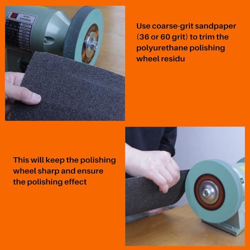 Polyurethane Buffing Wheels 2000 Grit. Mirror Polishing Stainless Steel (6 inch-2) - size: 6 inch-20 mm Arbor