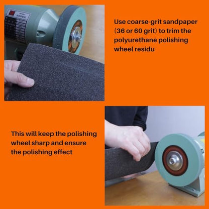 Polyurethane Buffing Wheels 2000 Grit. Mirror Polishing Stainless Steel (6 inch-2) - size: 6 inch-20 mm Arbor