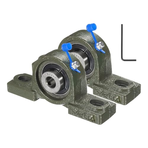 uxcell 2 Pcs UCP201 Pillow Block Bearings 12mm Bore Self Alignment, Solid Cast Iron Base Mounted Chrome Steel Bearings - size: UCP201