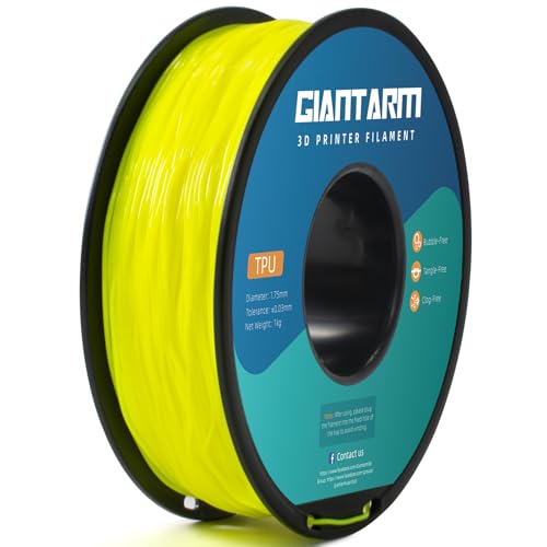 GIANTARM 95A TPU 3D Printer Filament 1.75mm, 1kg Spool, Yellow, +/- 0.03mm - color: Tpu-yellow