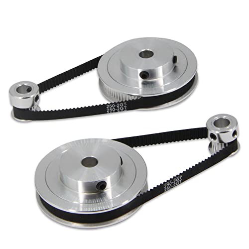 2PCS Set GT2 Synchronous Wheel 20&80 Teeth 8mm Bore Aluminum Timing Pulleys with 2PCS Length 250mm Width 6mm Belt (20-80T-8B-6) - style: 20-80T-8B-6