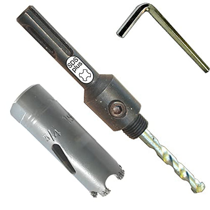 3/4" Hole Saw for Brick and Concrete Inc SDS Hole Saw Arbor and Pilot Drill TCT Drills Into Masonry Go Through Hard Materials Use Hammer Setting and Regular for Fiberglass Plaster Marble and Slate - size: 19mm (3/4in), style: Brick HoleSaw+SDS Arbor