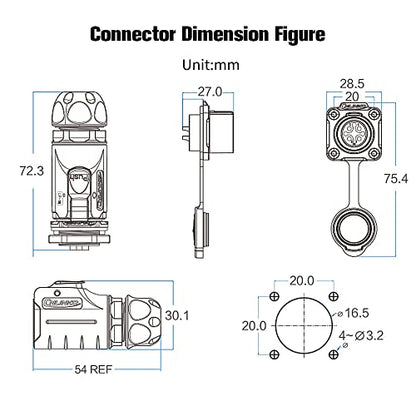 4 Pin Waterproof M16 Electrical Connector with Dust Cover 10A 400V - style: 4 Pin Connector+plug dust cover