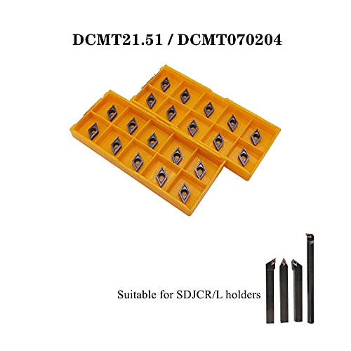 Indexable Turning Insert DCMT21.51 DCMT070204 External Turning Tool Holder 1/3",3/8",1/2",5/8" SDJCR07 Lather Cutting Tools (20pcs DCMT21.51 Inserts) - style: 20pcs DCMT21.51 grey