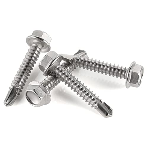 1/4" x 1-3/4" Hex Washer Head Self Drilling Screws, 410 Stainless, 100 Pack - size: 1/4" x 1-3/4", style: Small Package