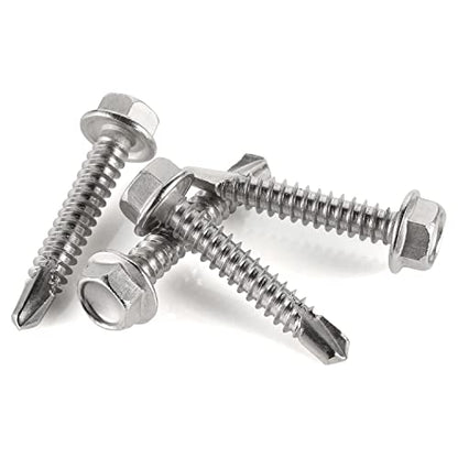 1/4" x 1" Hex Washer Head Self Drilling Screws, 410 Stainless, 100 Pack - size: 1/4" x 1", style: Small Package