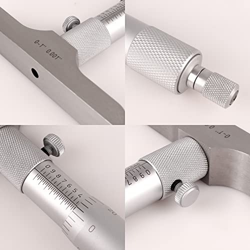 Depth Micrometer, 0-1" Measuring Range, 0.001" Graduation, Professional Precision Depth Gauge for Machining, Engineering & Metalworking, High Accuracy Tool - size: Depth Micrometer (0-1" Range)