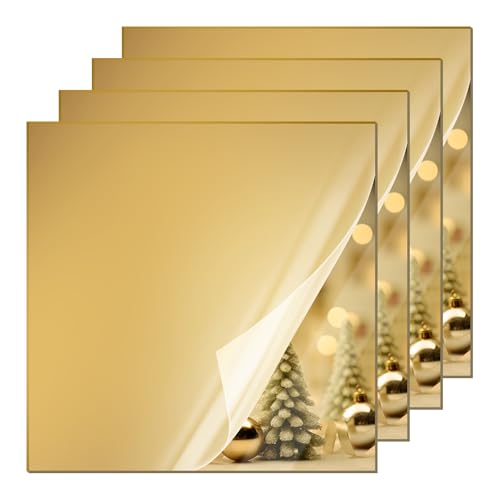 KINLINK 12x12 Plexiglass Sheets 1/8 inch Thick - 3mm Mirror Cast Acrylic Sheet, Plastic Board Polycarbonate Sheet for DIY Project, Craft, Wall Mirror, Acrylic Sign and Wedding Invitation 4 Pack - color: Gold Mirror, size: 12x12