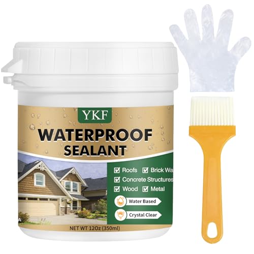 YKF Transparent Waterproof Sealant, Self-Leveling Clear Coating, 12 Fl Oz - size: 12 Fl Oz