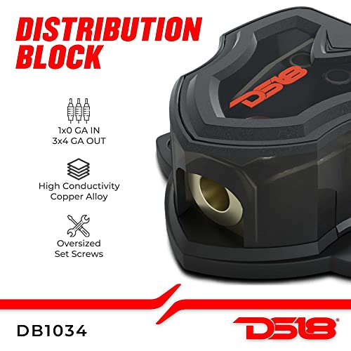 DS18 DB1034 Distribution Block 1X0-GA in 3X4-GA Out for Car Amplifiers - size: Single, style: 1X0GA in - 3X4GA Out