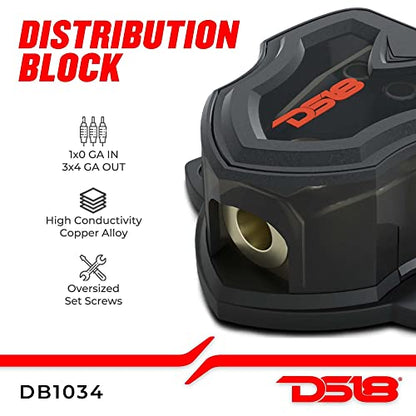 DS18 DB1034 Distribution Block 1X0-GA in 3X4-GA Out for Car Amplifiers - size: Single, style: 1X0GA in - 3X4GA Out