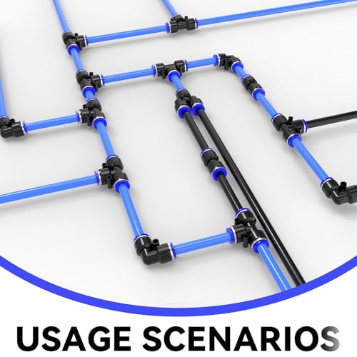 30-PACK 1/4" Tube OD Straight Push to Connect Fittings,PU-1/4 Union/Coupler Pneumatic Quick Connect Air Line Push Lock Hose Fittings - size: 1/4"OD/BLUE