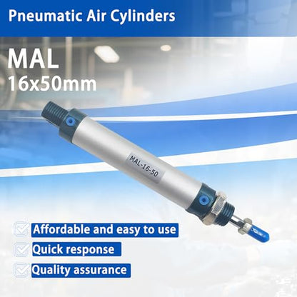 CG WEITENG Pneumatic Mini Pneumatic Cylinder MAL Single Rod Aluminum Double Acting Pneumatic Cylinder 16mm Bore 50mm Stroke(MAL16x50) - color: MAL-16 mm, size: 50 mm