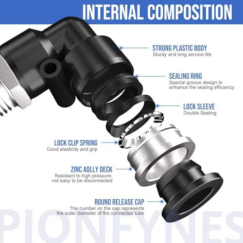 12PCS Pneumatic Elbow and Straight Combination 1/2 Inch Tube OD x 1/2 Inch NPT Thread Push to Connect Fittings