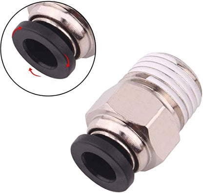 Push to Connect Tube Fitting, Male Straight - 5/16" Tube OD x 1/8" NPT Thread, Pack of 10 - size: 5/16"OD x 1/8"NPT, style: Pack of 10