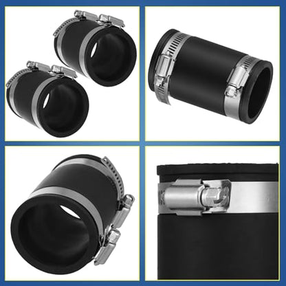 2 Pcs 1 Inch Flexible TPE Coupling with Stainless Steel Clamps - size: 1 Inch