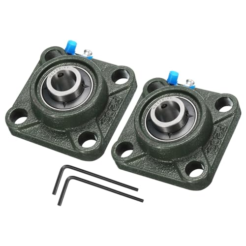 uxcell 2pcs UCF203-11 Pillow Block Bearings 11/16 inch Bore Self Alignment, Solid Cast Iron Base Square Flange Mounted Chrome Steel Bearings - size: UCF203-11
