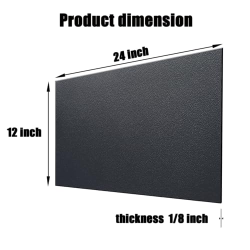 ABS Plastic Sheet 1/8 Inch Thick 12" x 24" (2-Pack),Two-Sided Heat Moldable Panel (Thermoplastic Textured Front & Smooth Back), Black Thermoform Board Great for DIY Projects, Decor, Handcrafts - size: 12" x 24" x 1/8"