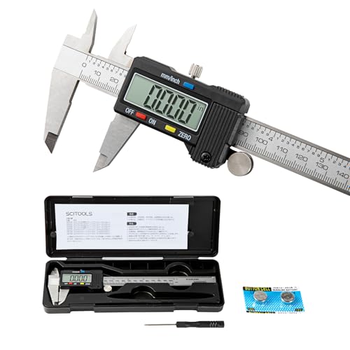 Digital Caliper 0-8" Measuring Tool with Metal Ruler, Micrometer Caliper with Auto-Off Feature, Interchangeable Between inches and millimeters for DIY/Household and 3D Printing, Black
