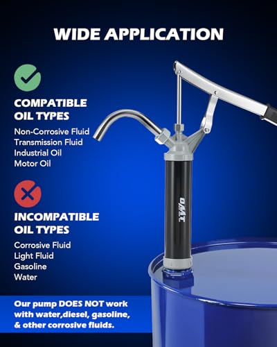 OMT 55 Gallon Drum Pump, Lever Action Barrel Pump for 15 to 55 gal Drums - color: Black Lever Action Steel Pump