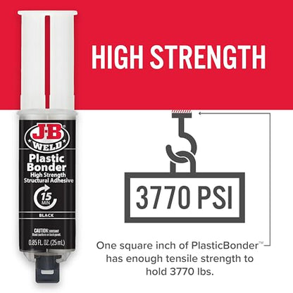 J-B Weld 50139 Plastic Bonder Body Panel Adhesive and Gap Filler Syringe - Black - 25 ml - size: 25 ml
