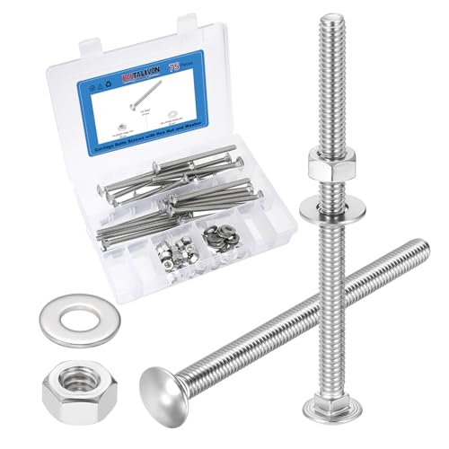 25Set 1/4"-20x4 Carriage Bolt 304SS, Silver - color: Silver, size: 1/4"-20x4