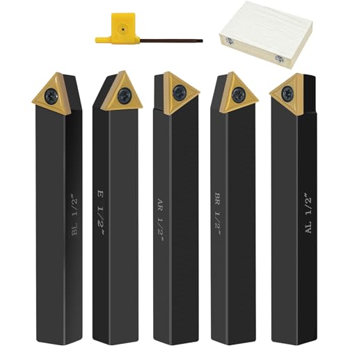 Metal Lathe Cutting Tools,5pcs 1/2" Shank Indexable - size: 1/2 in