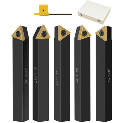 Metal Lathe Cutting Tools,5pcs 1/2" Shank Indexable - size: 1/2 in