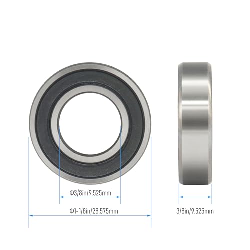 1614-2RS 4 PCS Deep Groove Ball Bearing ID 3/8"×OD 1-1/8"×Width 3/8" Double Black Rubber Sealed Ball Bearing Chrome Steel P0 Z2 Bearing for Industrial Machine and Mechanical Equipment - size: 1614-2RS Size 3/8"×1-1/8"×3/8"
