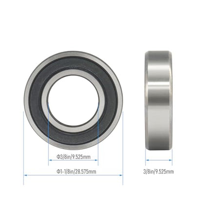 1614-2RS 4 PCS Deep Groove Ball Bearing ID 3/8"×OD 1-1/8"×Width 3/8" Double Black Rubber Sealed Ball Bearing Chrome Steel P0 Z2 Bearing for Industrial Machine and Mechanical Equipment - size: 1614-2RS Size 3/8"×1-1/8"×3/8"