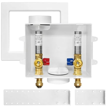 HeSun Washing Machine Outlet Box, 1/2"Push-Fit x 3/4"MHT Outlet(WM010-1) - size: Washing Machine Box W/ SS Arrestor, style: Push-Fit