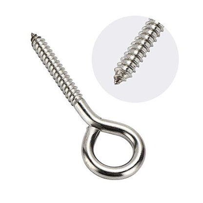 HOME MASTER HARDWARE Stainless Steel Eye Hooks, 10 Pack, Heavy Duty, Rust Resistant, 4.25 Inch, Indoor Outdoor Use - size: 5/16 in x 4-1/4 in