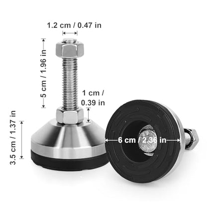 Anwenk Heavy Duty Leveling feet Adjustable Feet Levelers Leg Leveler 2.36" Dia Base,Adjustable Feet M12 Thread, Support 5280Lb for Cabinet, Table, Workbench,Machine, Warehouse (D60xM12x50) 4 Pack