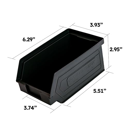 24 Pack Plastic Storage Bins, Hanging, Stackable, Storage Organizer Bin for Warehouses, Workshops 7-Inch x 4-Inch x 3-Inch, Black - color: Black, size: 24-Pack
