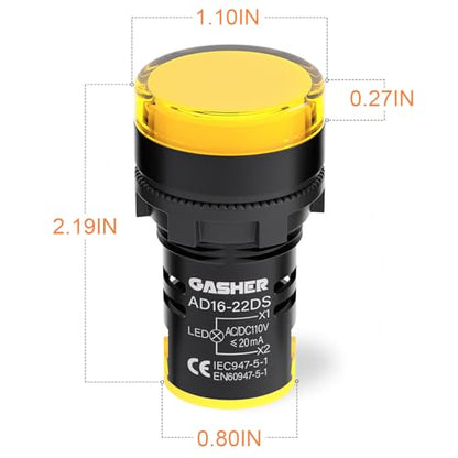 GASHER 10PCS 110V 20mA Energy Saving Indicator Light Yellow - color: Yellow