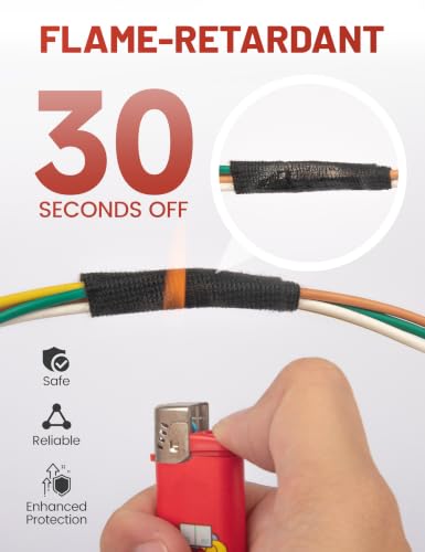 RED WOLF Wiring Harness Tape High Temp Wire Cable Loom Self-Adhesive Fabric Tape for Electrical Automotive Engine Harness Wrap Protection Noise Damping Cables Fixed 3/4 Inch x 50 FT 5 Rolls