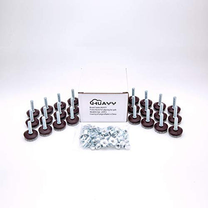 HUAYY 24 Pack Adjustable Furniture Leveling Feet, 1/4-20 Threaded Stem, Integrated Felt Pads for Hardwood Floors, Fit Table Chair Cabinet Sofa Legs, Brown Base with Gray Felt - size: 1 in(24 Pack)