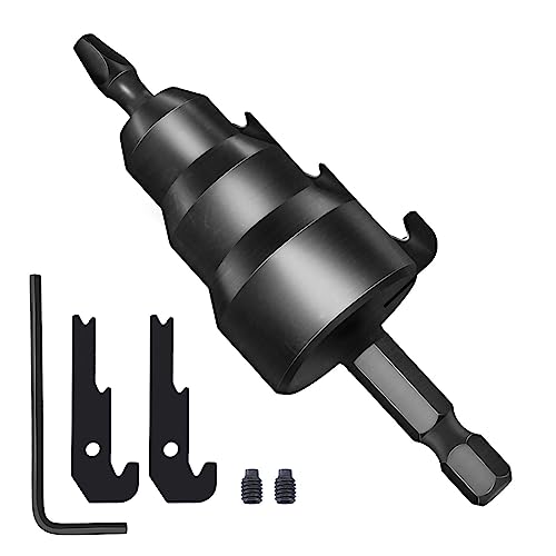 EMVANV Power Conduit Reamer Tool Kit, Universal Power Conduit Reamer Tool Kit 2 Replacement Blades Screw Zinc Alloy